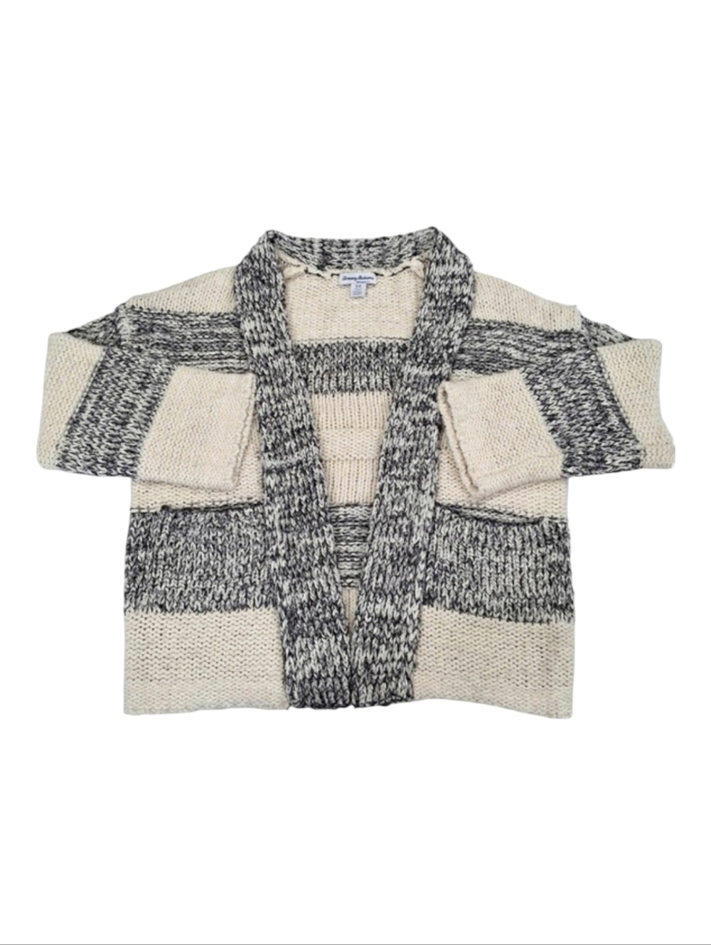 Tommy Bahama~Indigo Ink~Womens Chunky Cardigan~Wool~Tan Grey Shawl~Size Small